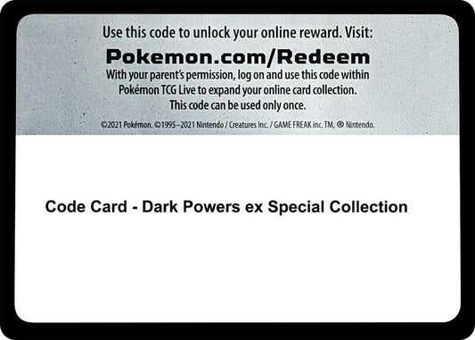 Code Card - Dark Powers ex Special Collection Code Card Miscellaneous Cards & Products Pokémon card