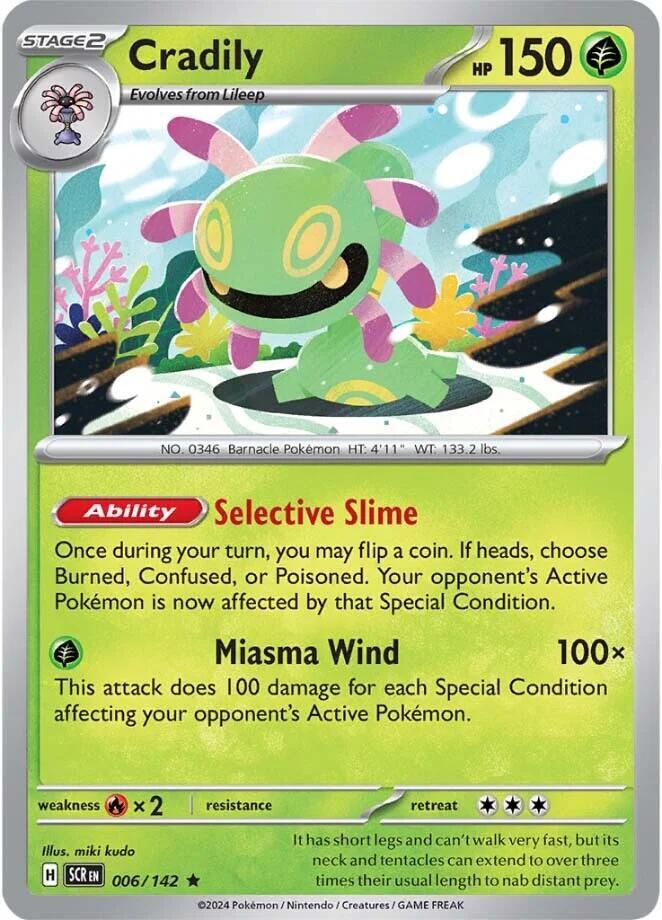 Cradily 006/142 Rare Stellar Crown Pokémon card