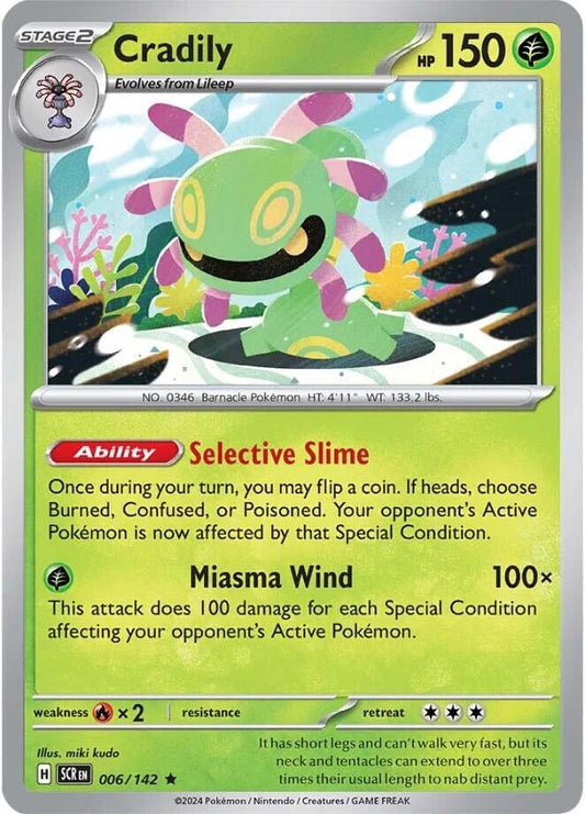 Cradily 006/142 Rare Stellar Crown Pokémon card