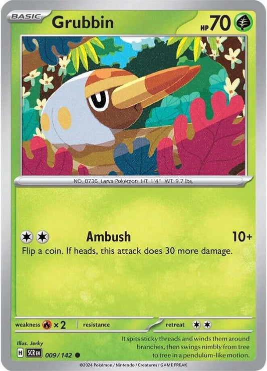Grubbin 009/142 Common Stellar Crown Pokémon card