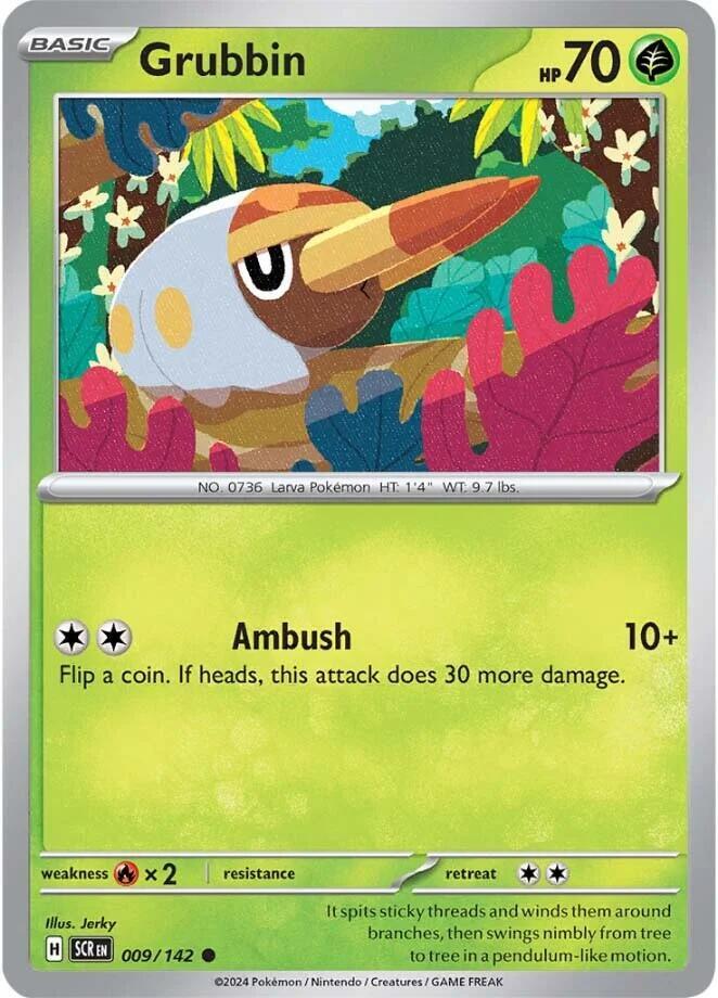 Grubbin 009/142 Common Stellar Crown Pokémon card
