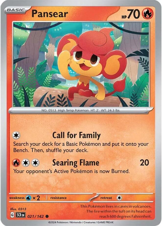 Pansear 021/142 Common Stellar Crown Pokémon card