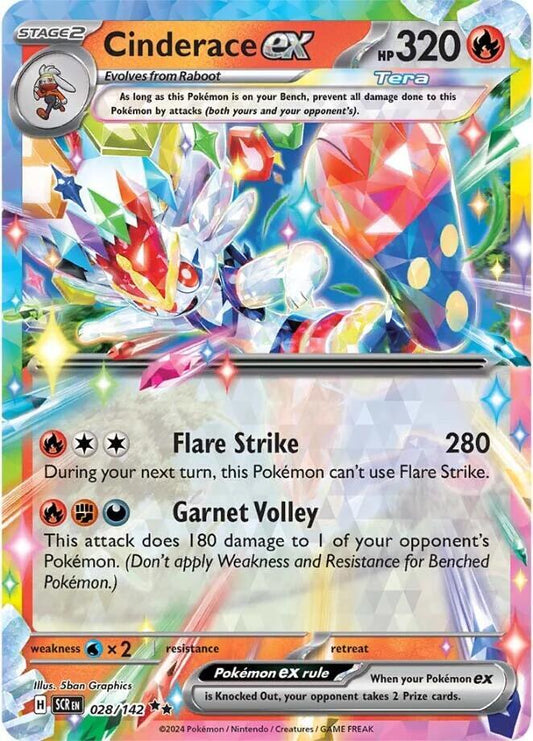 Cinderace ex - 028/142 Double Rare SV07: Stellar Crown