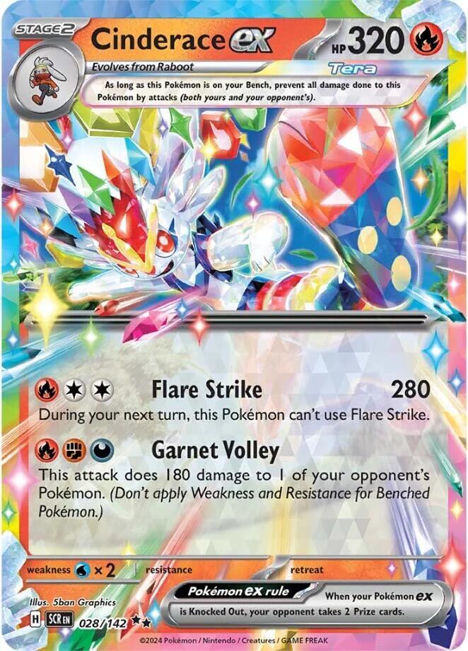 Cinderace ex - 028/142 028/142 Double Rare Stellar Crown Pokémon card