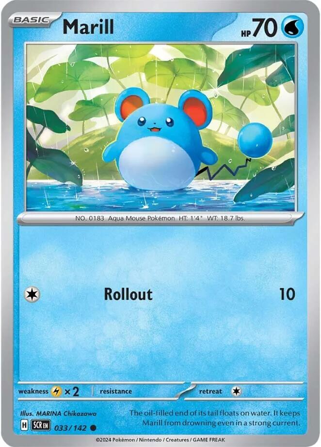 Marill 033/142 Common Stellar Crown Pokémon card