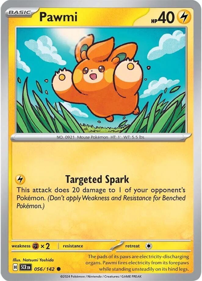 Pawmi 056/142 Common Stellar Crown Pokémon card