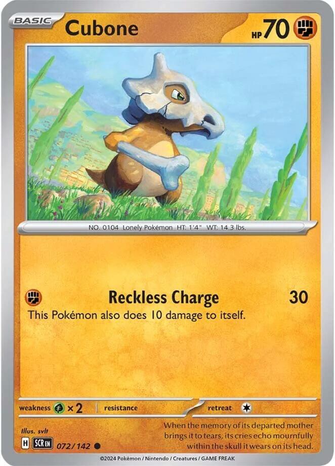 Cubone 072/142 Common Stellar Crown Pokémon card
