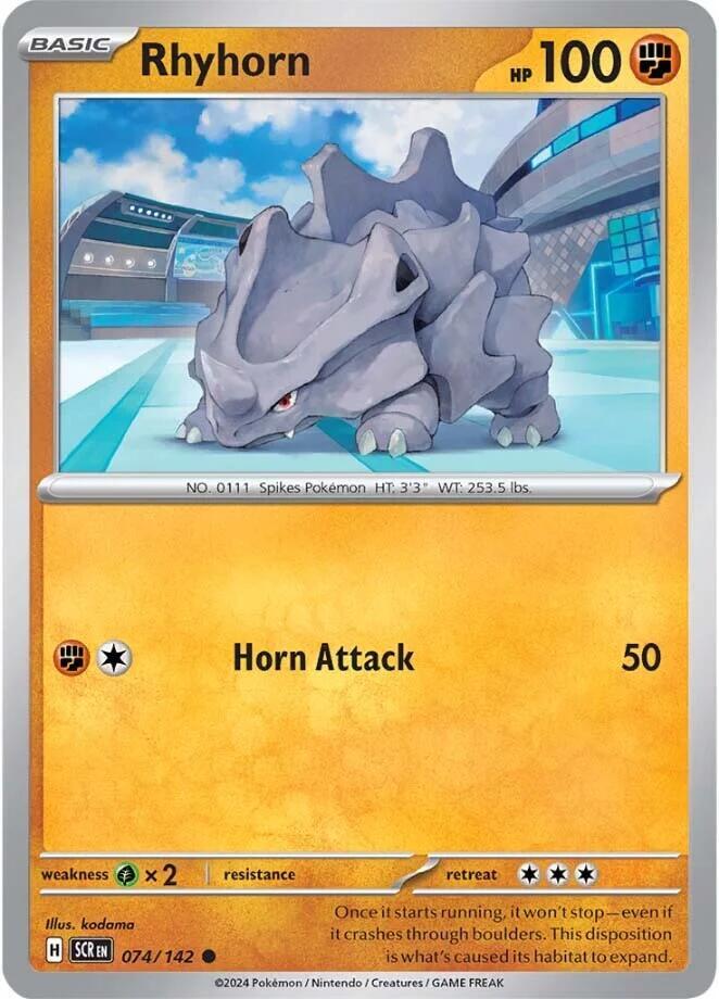 Rhyhorn 074/142 Common Stellar Crown Pokémon card