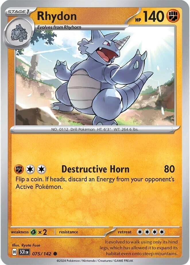 Rhydon 075/142 Common Stellar Crown Pokémon card