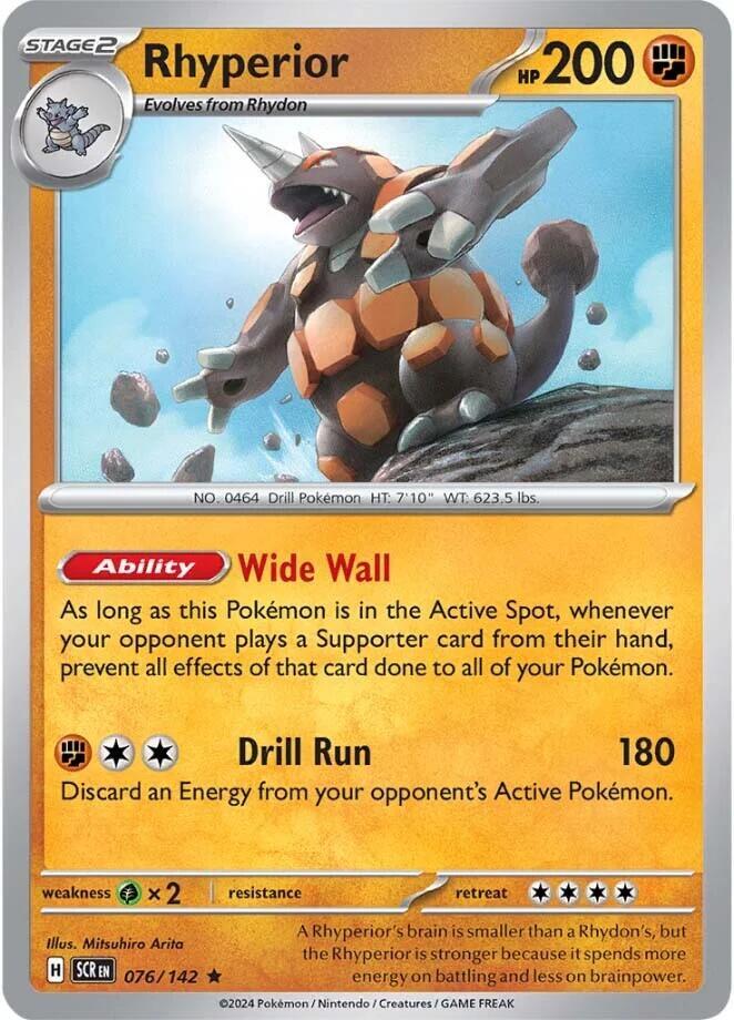 Rhyperior 076/142 Rare Stellar Crown Pokémon card