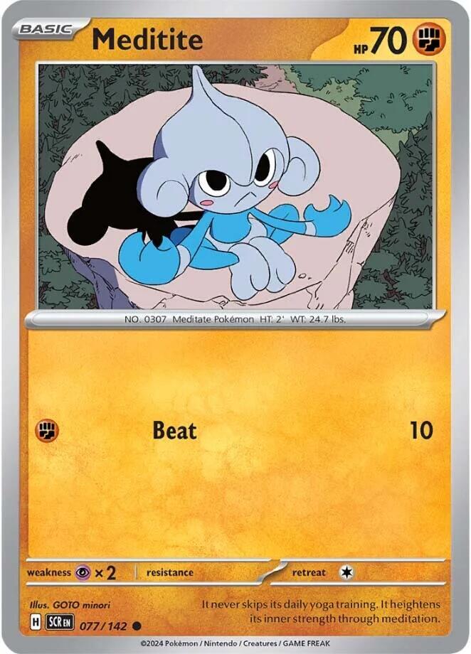 Meditite - 077/142 077/142 Common Stellar Crown Pokémon card