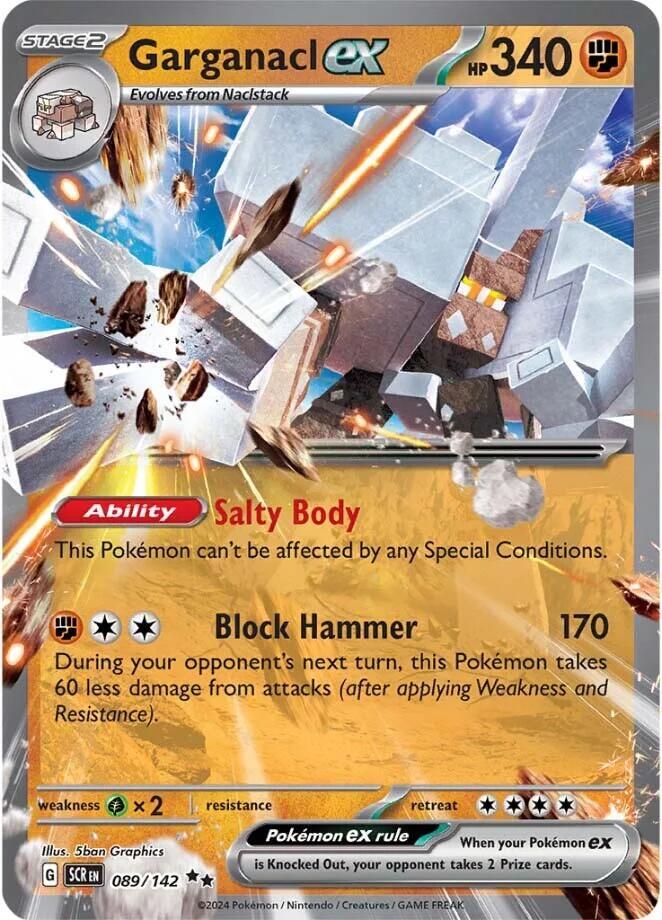 Garganacl ex 089/142 Double Rare Stellar Crown Pokémon card