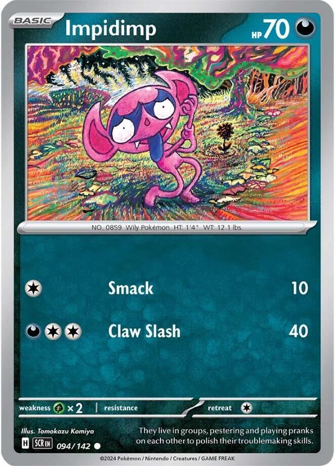 Impidimp 094/142 Common Stellar Crown Pokémon card