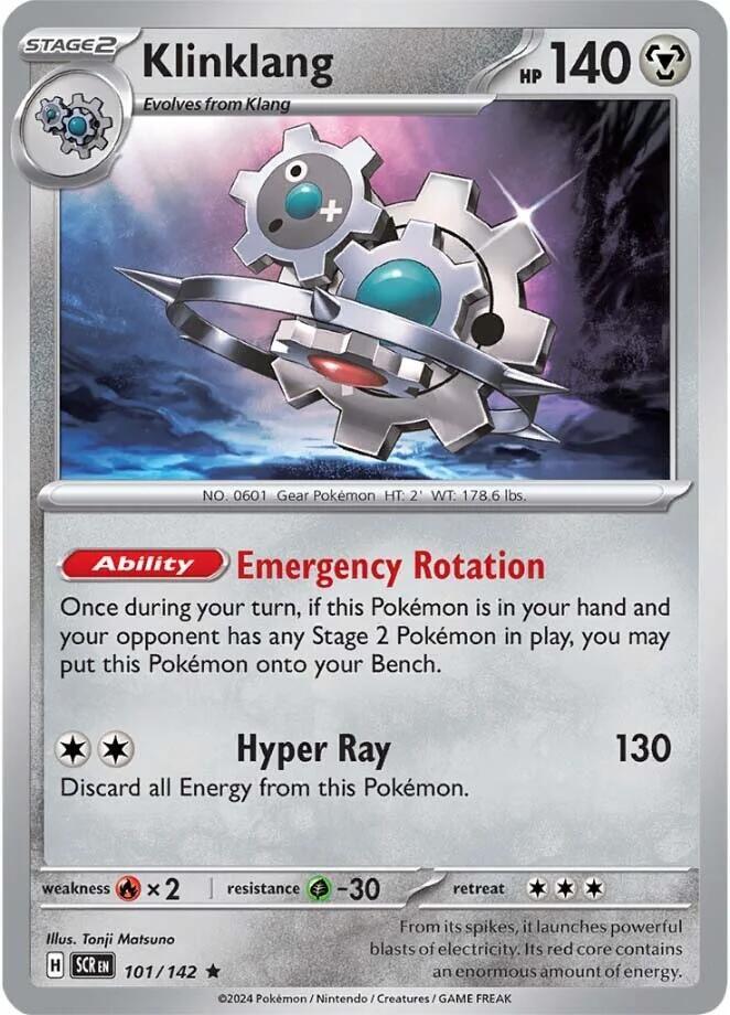 Klinklang 101/142 Rare Stellar Crown Pokémon card