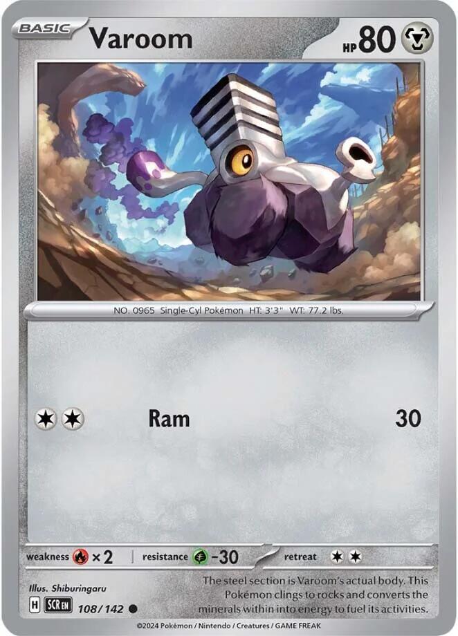 Varoom 108/142 Common Stellar Crown Pokémon card