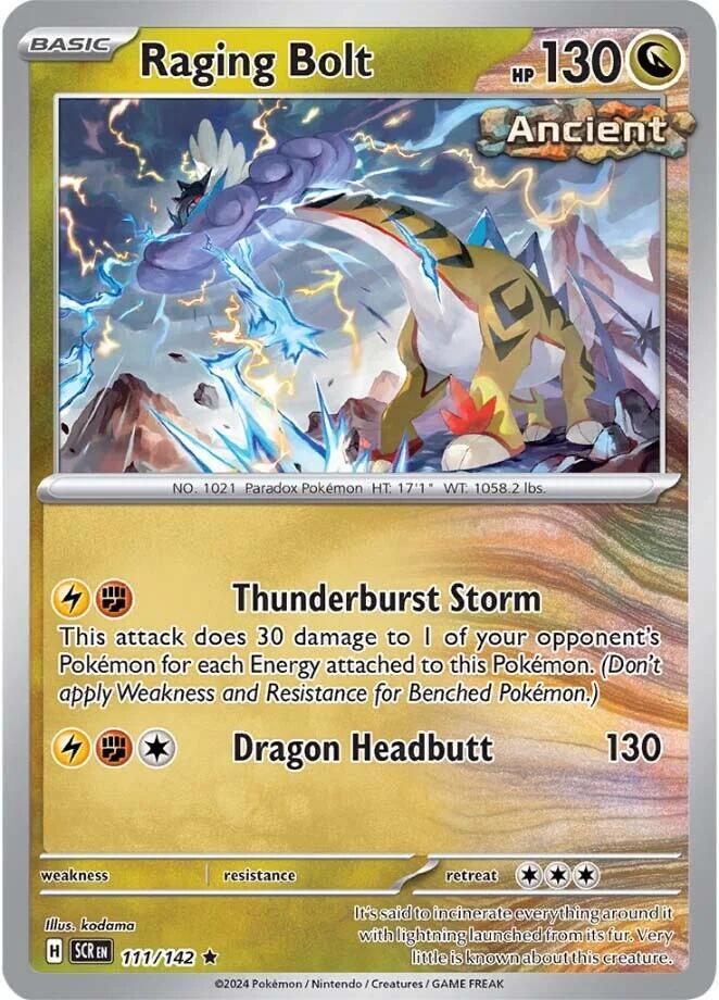Raging Bolt 111/142 Rare Stellar Crown Pokémon card