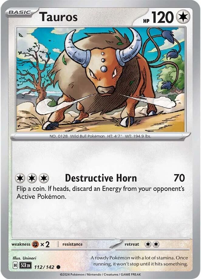 Tauros 112/142 Common Stellar Crown Pokémon card