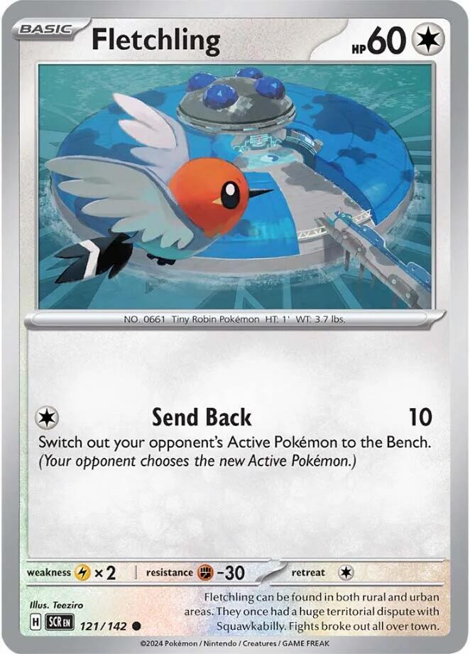 Fletchling 121/142 Common Stellar Crown Pokémon card