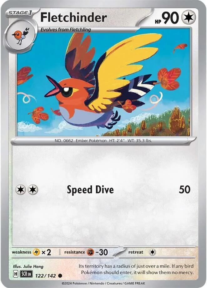 Fletchinder 122/142 Common Stellar Crown Pokémon card
