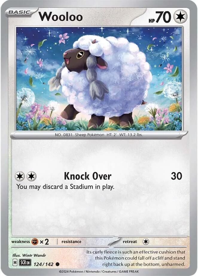 Wooloo 124/142 Common Stellar Crown Pokémon card
