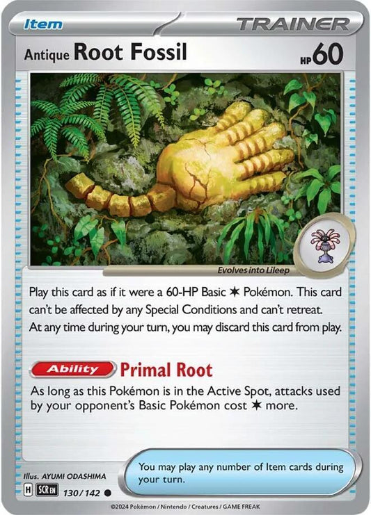 Antique Root Fossil 130/142 Common Stellar Crown Pokémon card