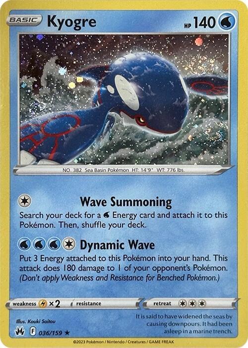 Kyogre - 036/159 (Pixel Holo) 036/159 Holo Rare Miscellaneous Cards & Products Pokémon card