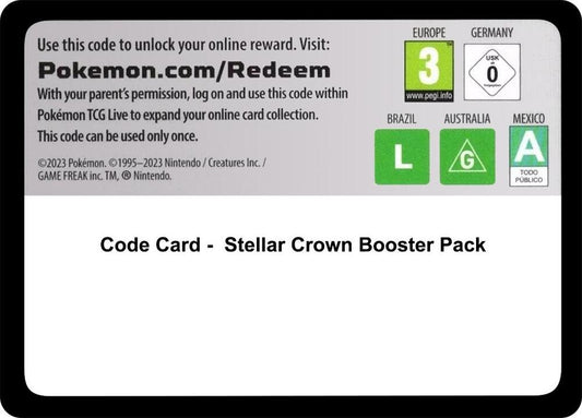 Code Card - Stellar Crown Booster Pack - Code Card SV07: Stellar Crown