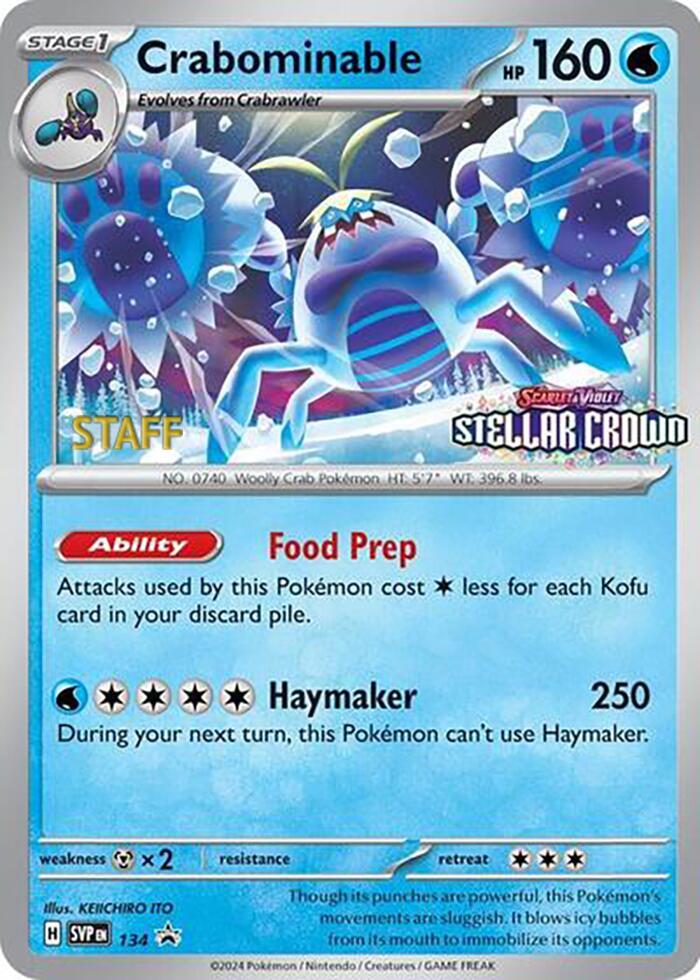 Crabominable - 134 (Prerelease) [Staff] - 134/142 Promo SV: Scarlet & Violet Promo Cards