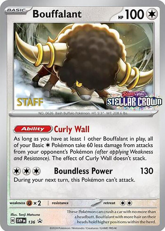 Bouffalant - 136 (Prerelease) [Staff] - 136 Promo SV: Scarlet & Violet Promo Cards