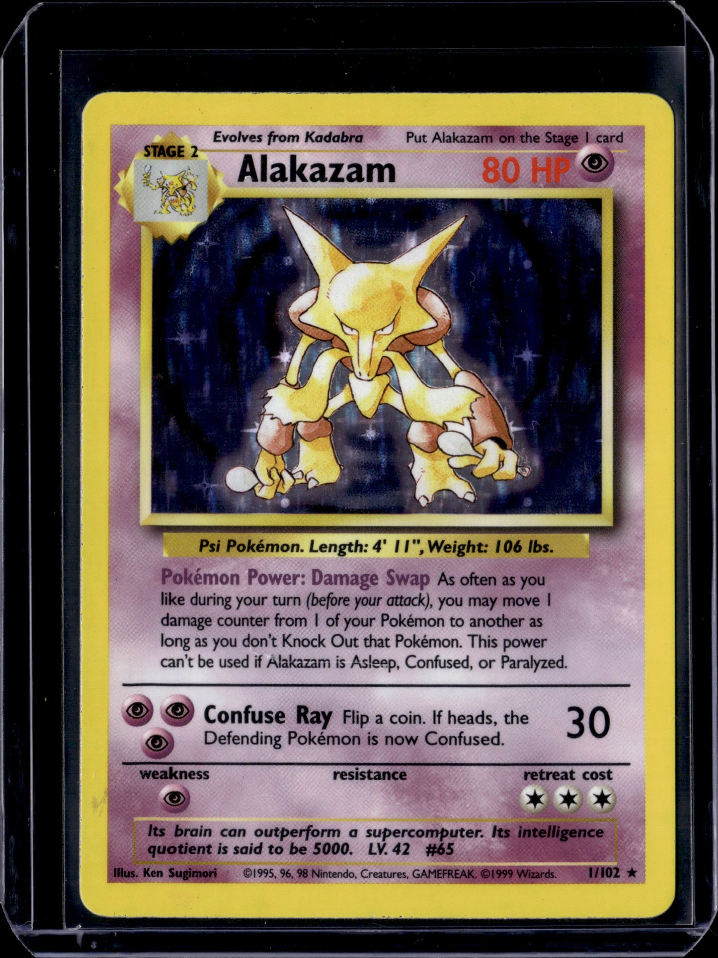 Alakazam Base Set #001/102 Holofoil Pokémon Card (front)