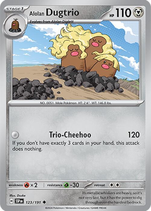Alolan Dugtrio - 123/191 123/191 Uncommon Surging Sparks Pokémon card