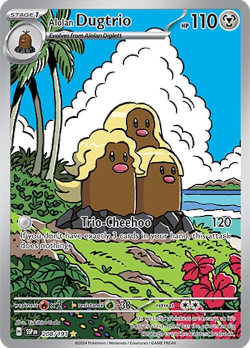 Alolan Dugtrio - 208/191 208/191 Illustration Rare Surging Sparks Pokémon card