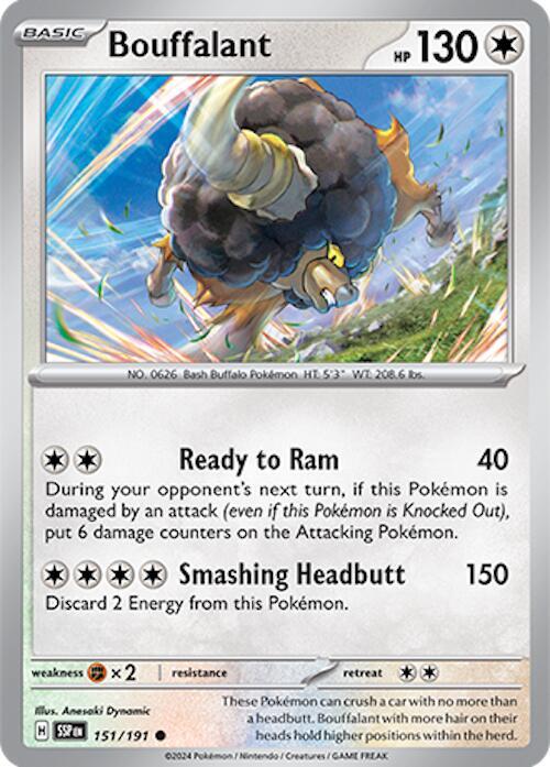 Bouffalant 151/191 Common Surging Sparks Pokémon card