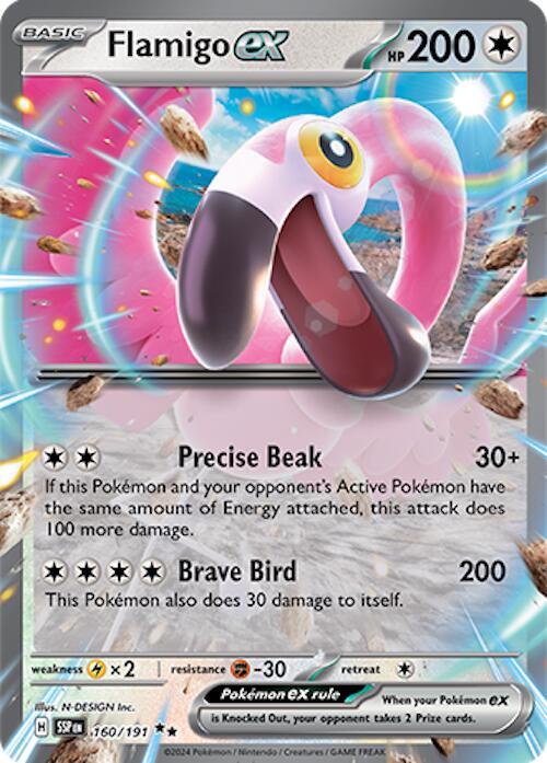 Flamigo ex 160/191 Double Rare Surging Sparks Pokémon card