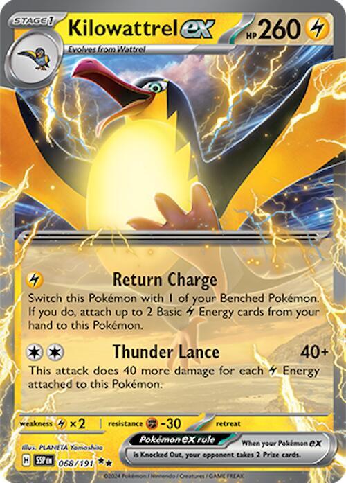 Kilowattrel ex 068/191 Double Rare Surging Sparks Pokémon card