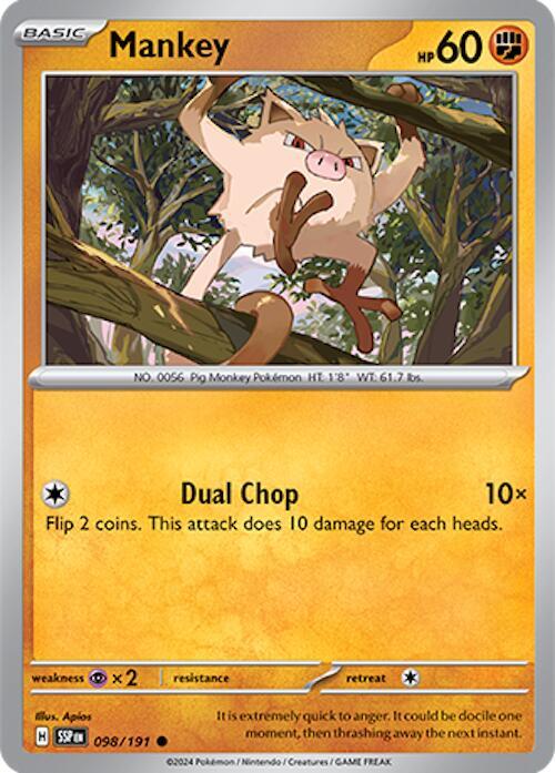 Mankey 098/191 Common Surging Sparks Pokémon card