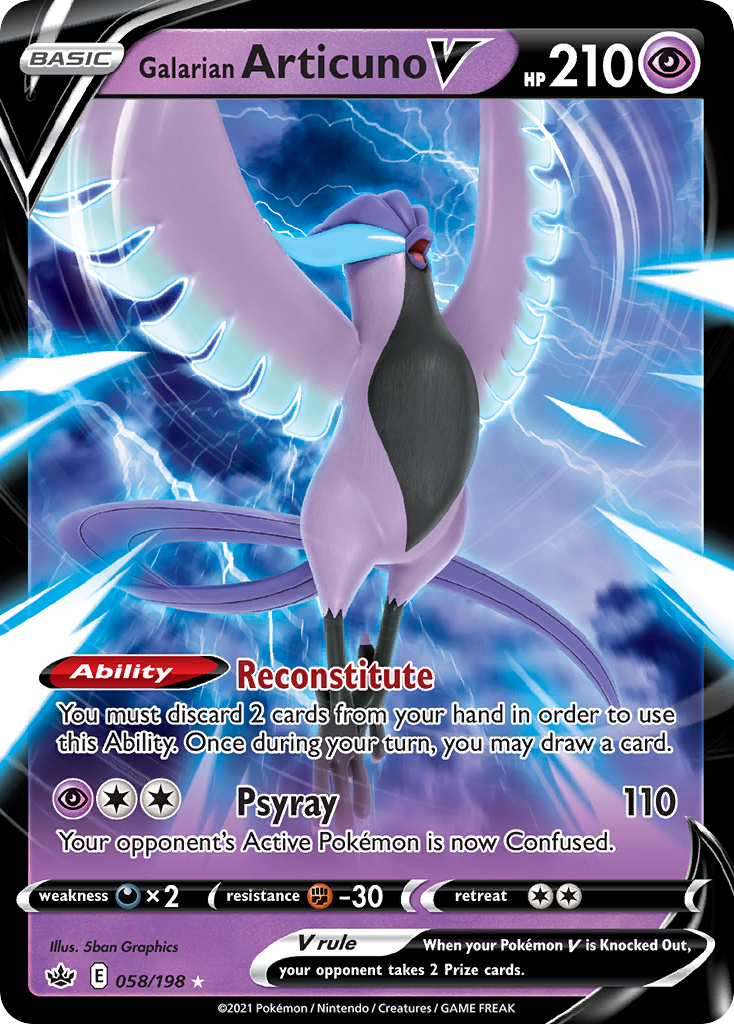 Galarian Articuno V 058/198 Rare Holo V Chilling Reign