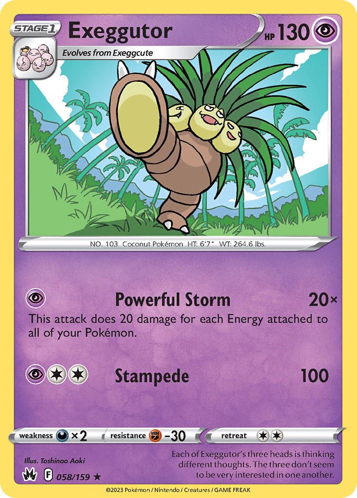 Exeggutor 058/159 Rare Crown Zenith