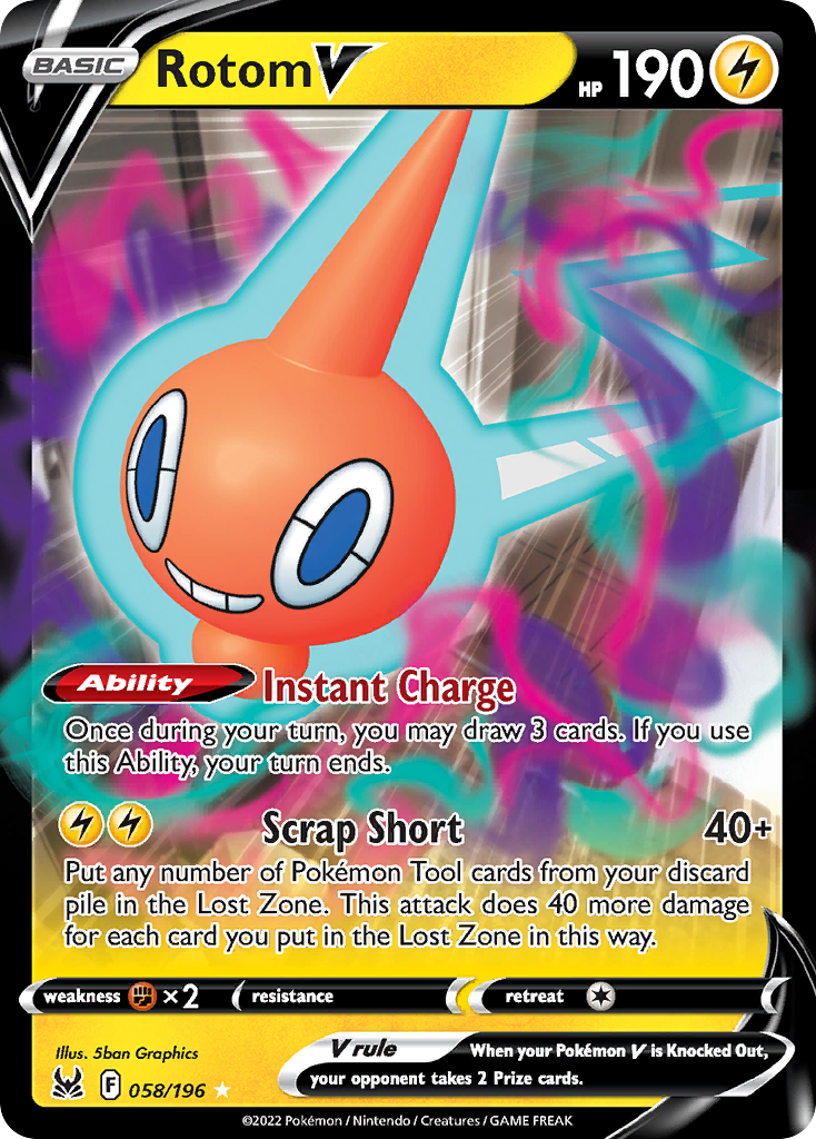 Rotom V 058/196 Rare Holo V Lost Origin