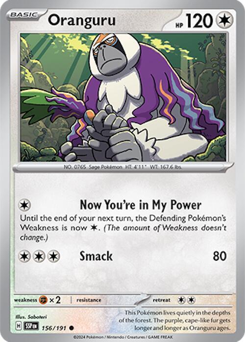 Oranguru 156/191 Common Surging Sparks Pokémon card