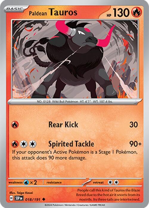 Paldean Tauros - 018/191 018/191 Uncommon Surging Sparks Pokémon card