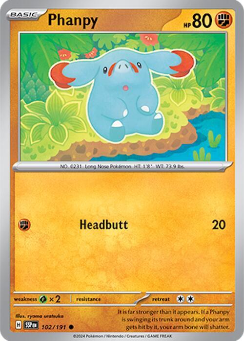 Phanpy - 102/191 102/191 Common Surging Sparks Pokémon card