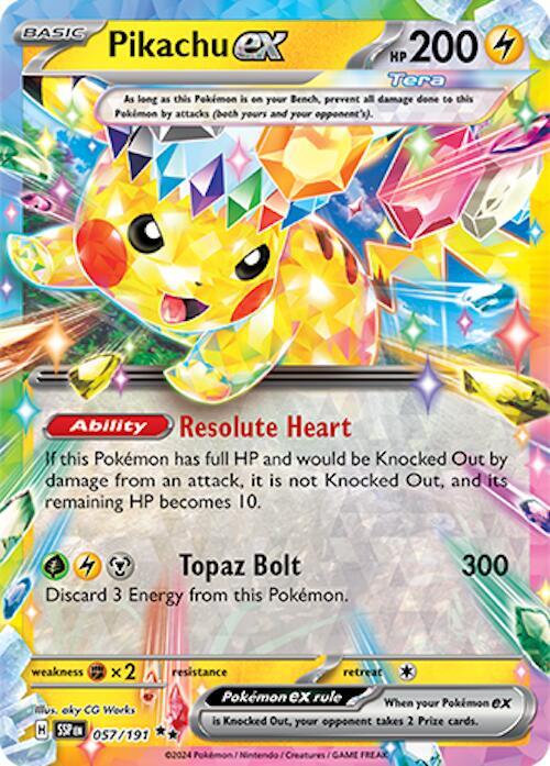 Pikachu ex - 057/191 057/191 Double Rare Surging Sparks Pokémon card