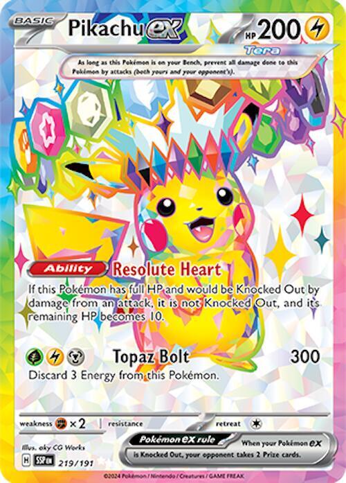 Pikachu ex - 219/191 219/191 Ultra Rare Surging Sparks Pokémon card