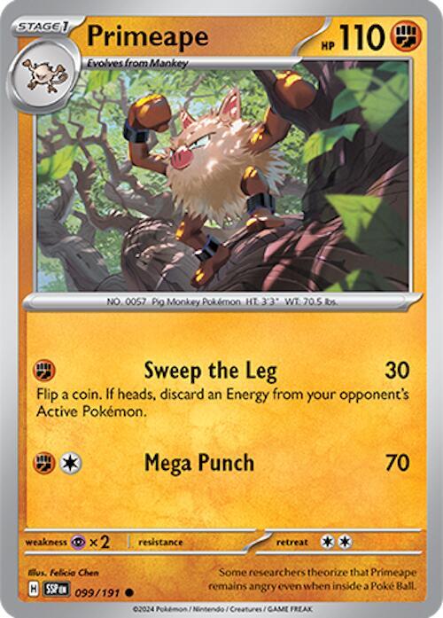 Primeape 099/191 Common Surging Sparks Pokémon card