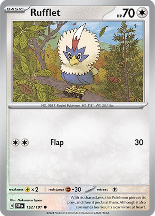 Rufflet 152/191 Common Surging Sparks Pokémon card