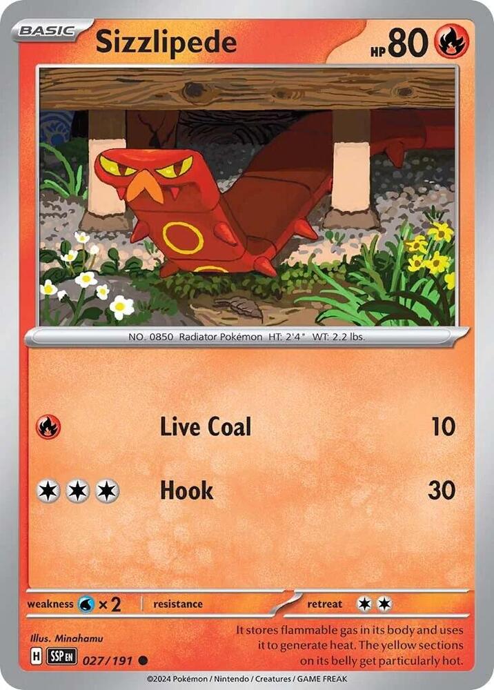 Sizzlipede 027/191 Common Surging Sparks Pokémon card