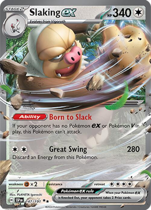 Slaking ex - 147/191 147/191 Double Rare Surging Sparks Pokémon card
