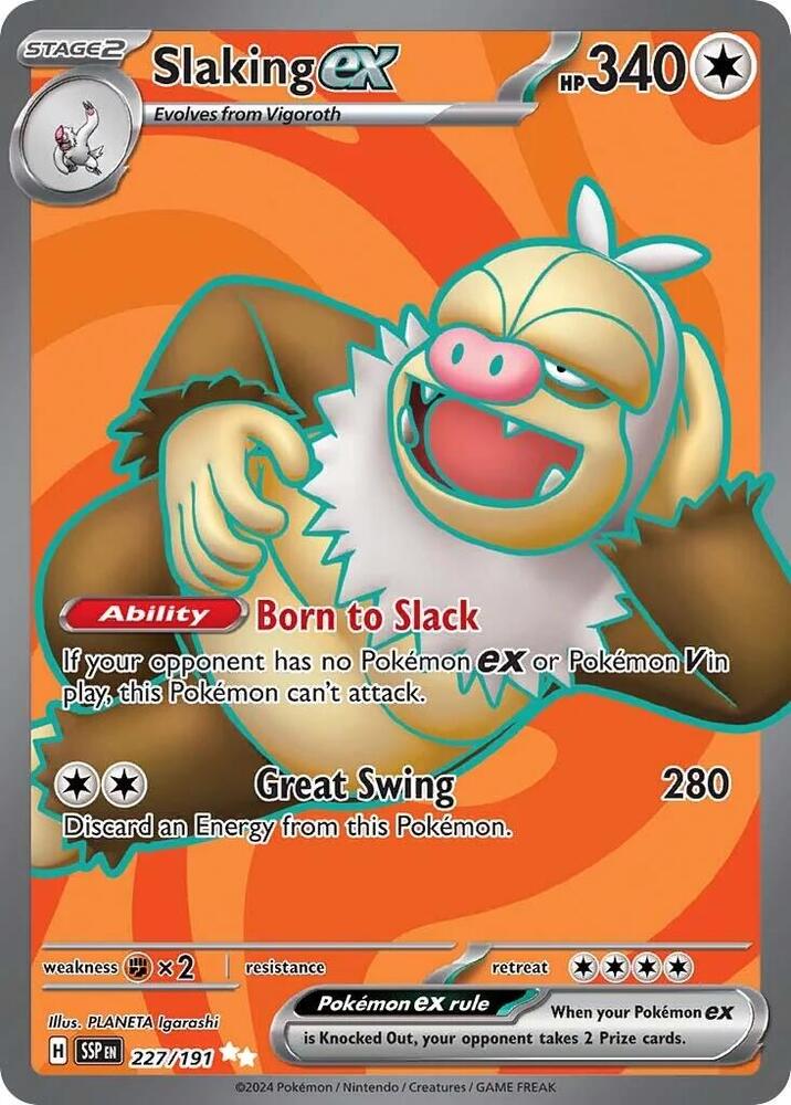 Slaking ex - 227/191 227/191 Ultra Rare Surging Sparks Pokémon card
