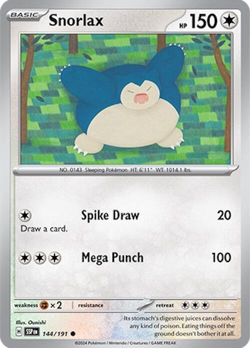 Snorlax 144/191 Common Surging Sparks Pokémon card